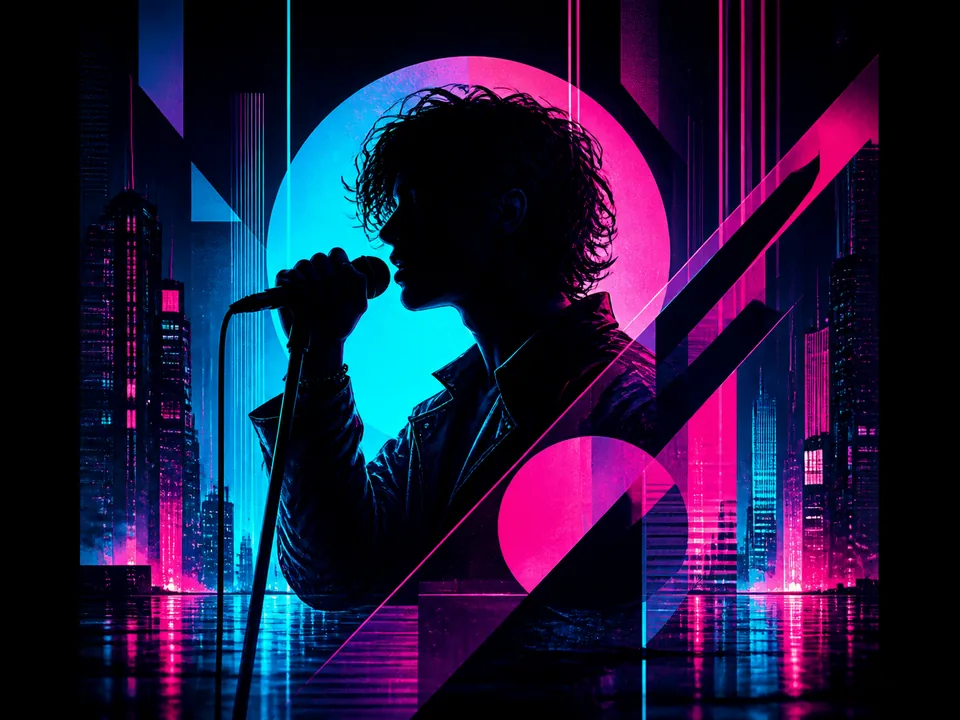 Cyberpunk neon album cover preview